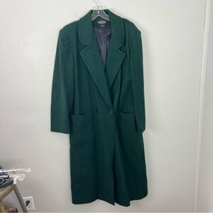 Vintage Braeton 100% Wool Dark Green Trench Coat Long